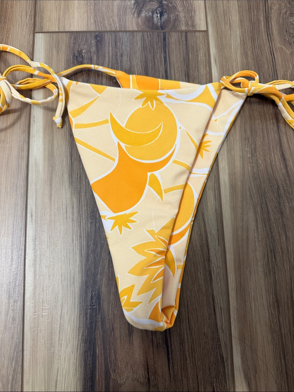 Skatie Yellow & Cream Floral Tie-Side Bikini Bottom